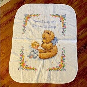 Handmade Cross-Stitch Wall Hanging – "Now I Lay Me Down to Sleep" – Little Angel